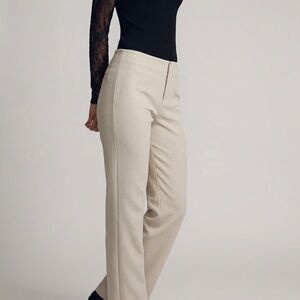 $180 New Ecru Slim Zip Fly Flat Front Ankle Length Cotton Blend Ivory Pants Sz 4